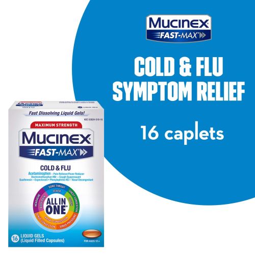 Mucinex All in One Fast Max, Cold and Flu Medicine, 16 Liquid Gels Mucinex All in One Fast Max, Cold and Flu Medicine, 16 Liquid Gels