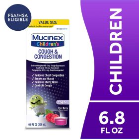 Mucinex Children's Cough & Congestion Medicine, Expectorant for Kids, Very Berry Flavor, 6.8 fl oz