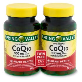 Spring Valley Rapid-Release CoQ10 Dietary Supplement; 100 mg; 60 Count; 2 pack