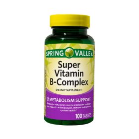 Spring Valley Super Vitamin B-Complex Tablets Dietary Supplement; 100 Count