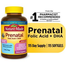 Nature Made Prenatal with Folic Acid + DHA Softgels; Prenatal Vitamin; 115 Count