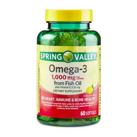 Spring Valley Fish Oil Dietary Supplement Softgels; 1000 mg; 60 Count